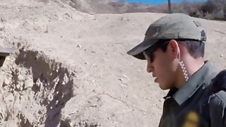 Naughty teen deepthroats hard dick and gets fucked by border patrol