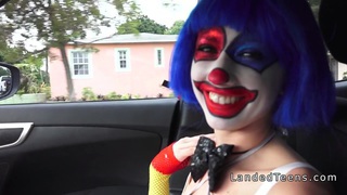 Petite teen clown fucking outdoor pov