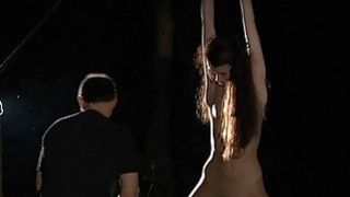 Skinny slut kinky bdsm used in the woods