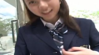 Asian college student gets rid of uniform for posing on cam