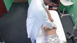 Skinny blonde patient gets doctors cock