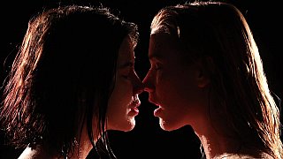 Wet lesbian love-making in the dark