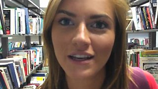 Good ass college chick gets fucked in the library